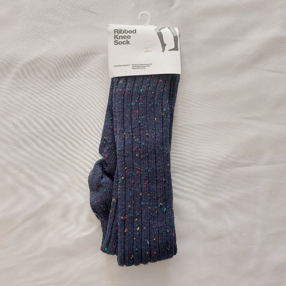 RARE American Apparel Blue Color Fleck Ribbed Knee Sock